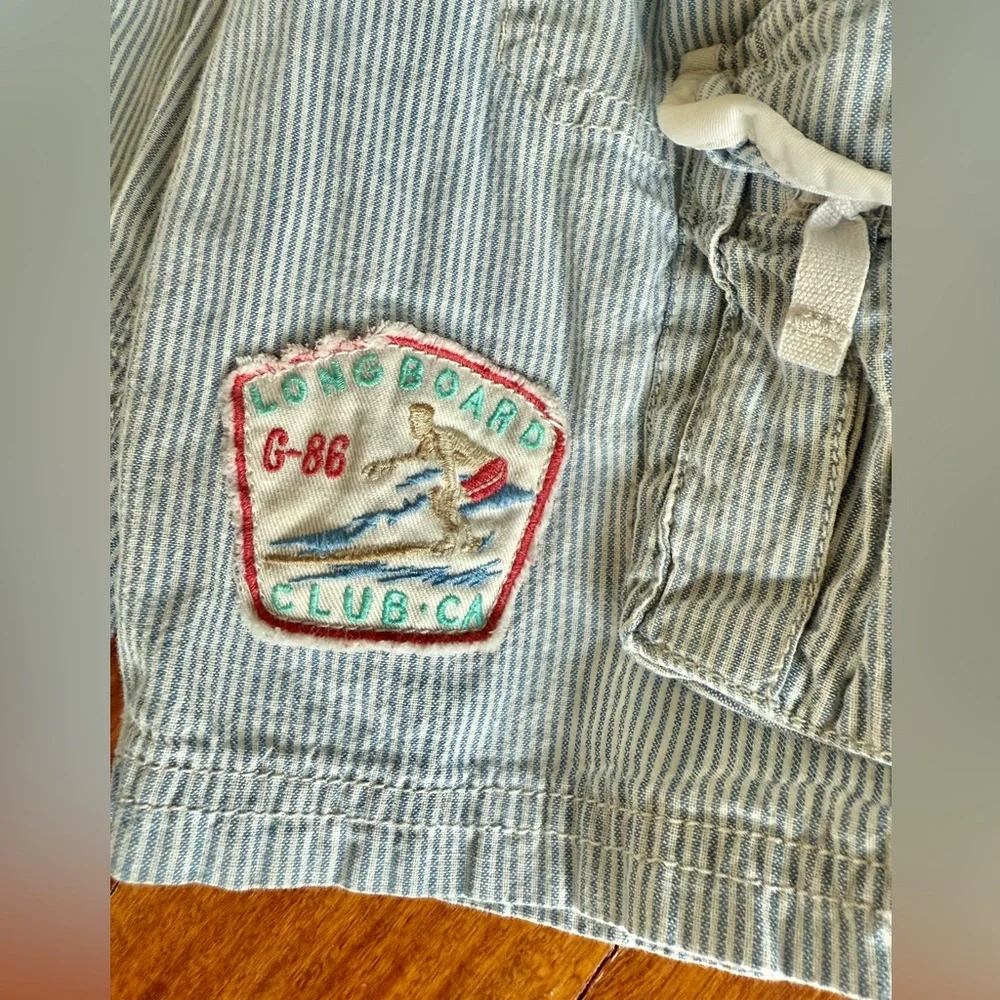 BABY GAP Boys Striped Cargo Toddler Shorts 🩳 with Patches kids short Size 5 Year